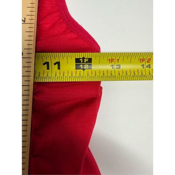 Grip Women’s Tank Top Full Rhinestone Trim Zip Ruched Stretch One Size Red - Picture 5 of 9